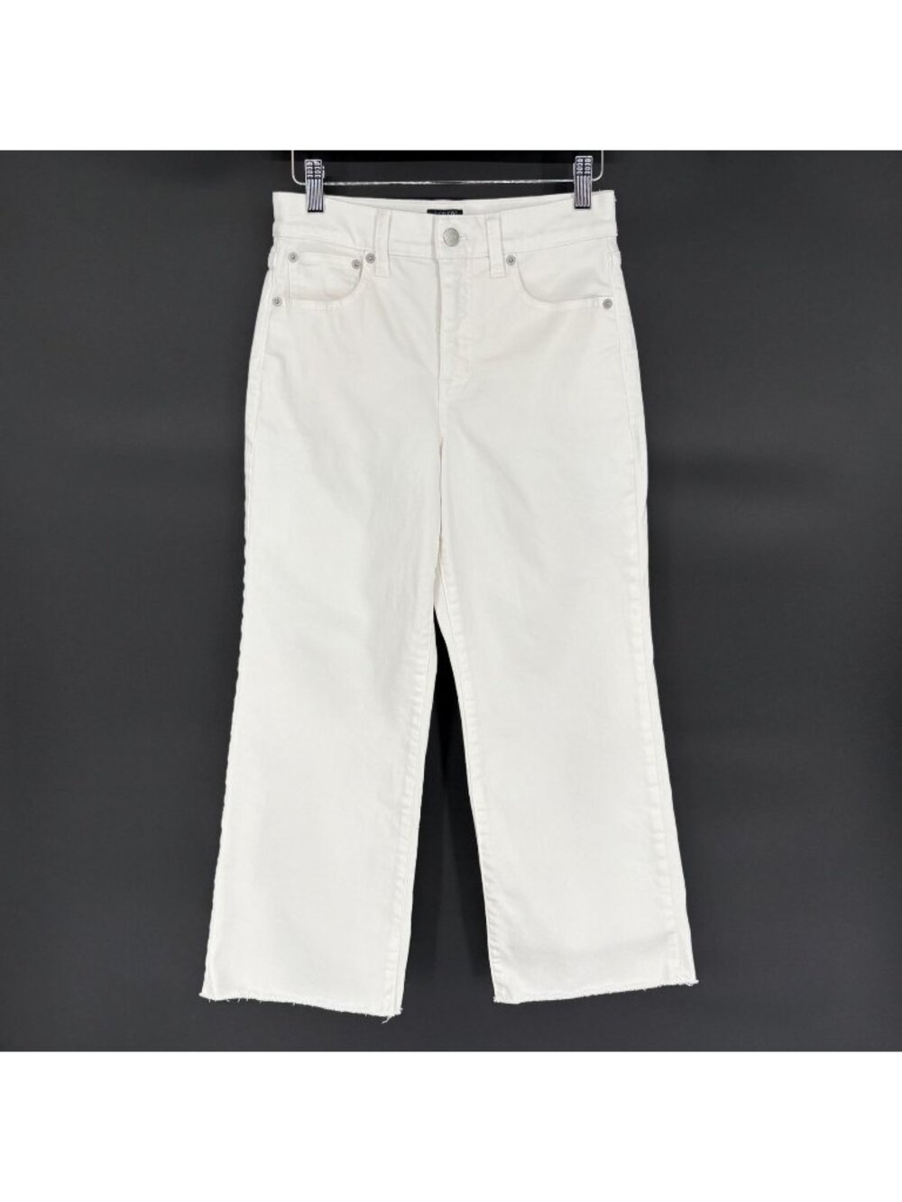 J.Crew Wide Leg Cropped Jeans Womens 25P White High Rise Raw Hem Coastal Preppy